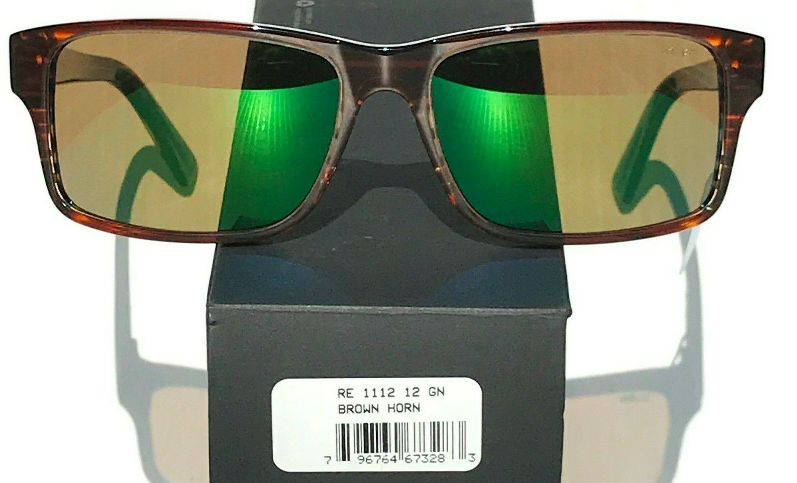 NEW Revo FINLEY Brown Horn polished POLARIZED Green ECO Sunglass