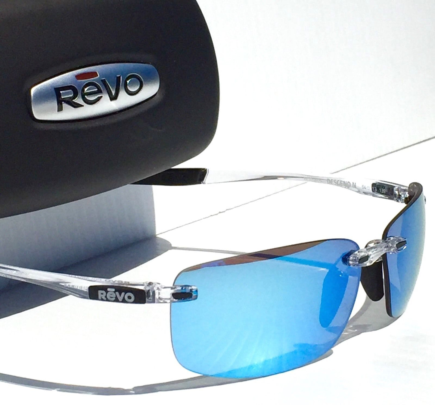 REVO DESCEND N in Clear Frame POLARIZED Blue Lens Sunglass RE 4059 09 BL