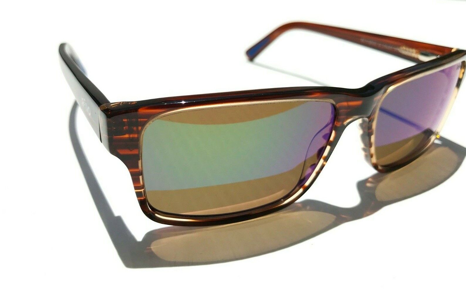 NEW Revo FINLEY Brown Horn polished POLARIZED Green ECO Sunglass