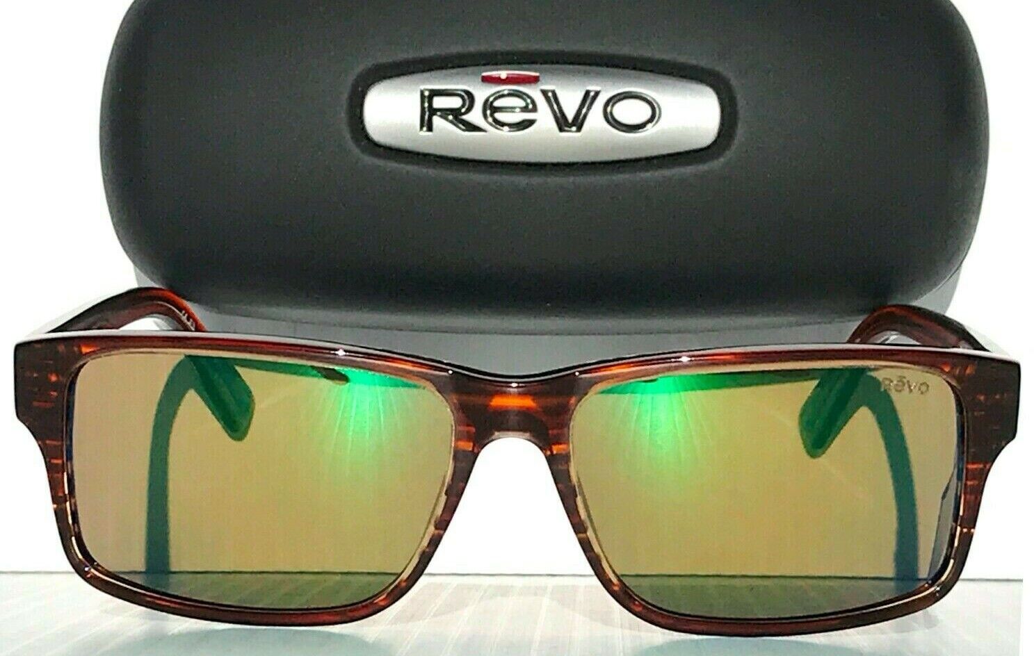 NEW Revo FINLEY Brown Horn polished POLARIZED Green ECO Sunglass