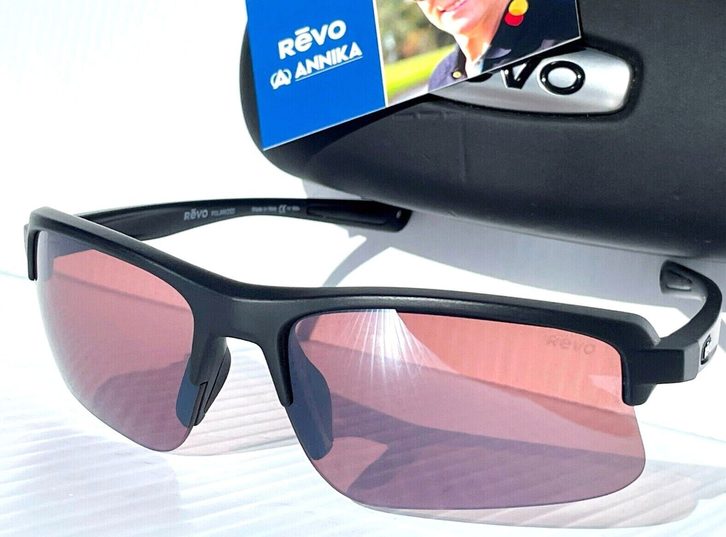 REVO ANNIKA 2 Matte Black POLARIZED Drive Red Lens Sunglass RE 1203 01 GO