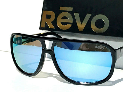 REVO HANK LE Polished Black POLARIZED Blue Water Lens Sunglass RE 1145 01 BL