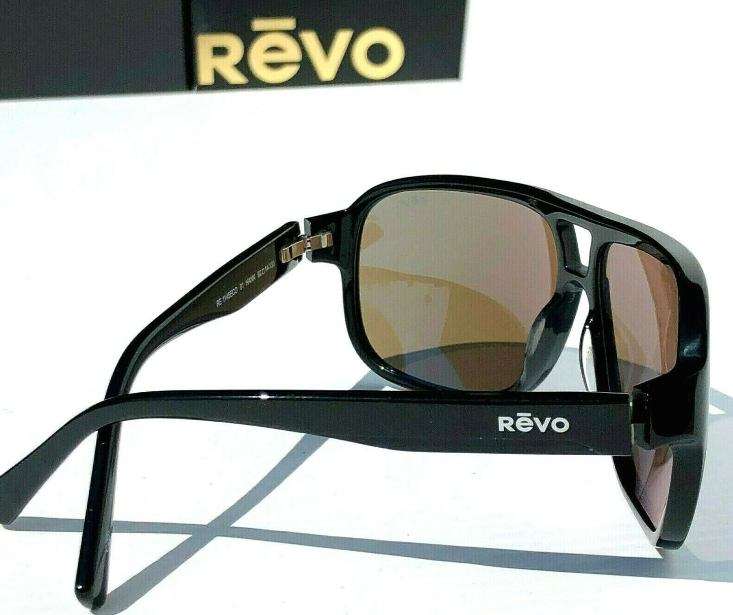 REVO HANK LE Polished Black POLARIZED Blue Water Lens Sunglass RE 1145 01 BL