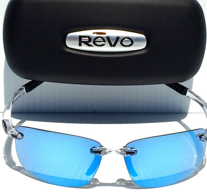 REVO DESCEND N in Clear Frame POLARIZED Blue Lens Sunglass RE 4059 09 BL