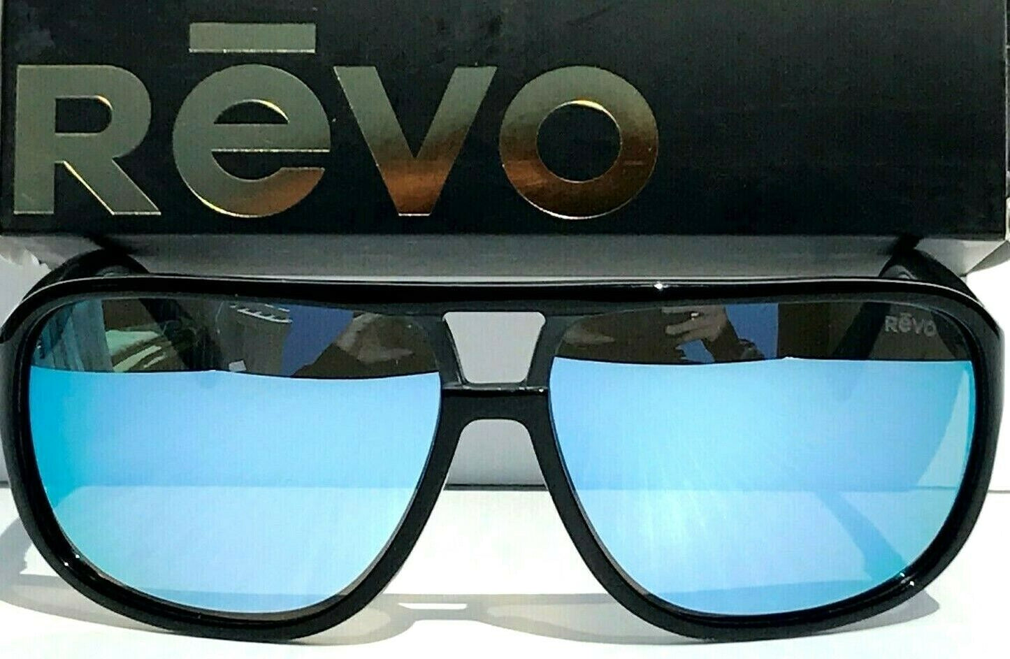 REVO HANK LE Polished Black POLARIZED Blue Water Lens Sunglass RE 1145 01 BL