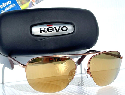 REVO ANNIKA 1 Polished Rose Gold POLARIZED Gold Lens Sunglass RE 1201 14 CH