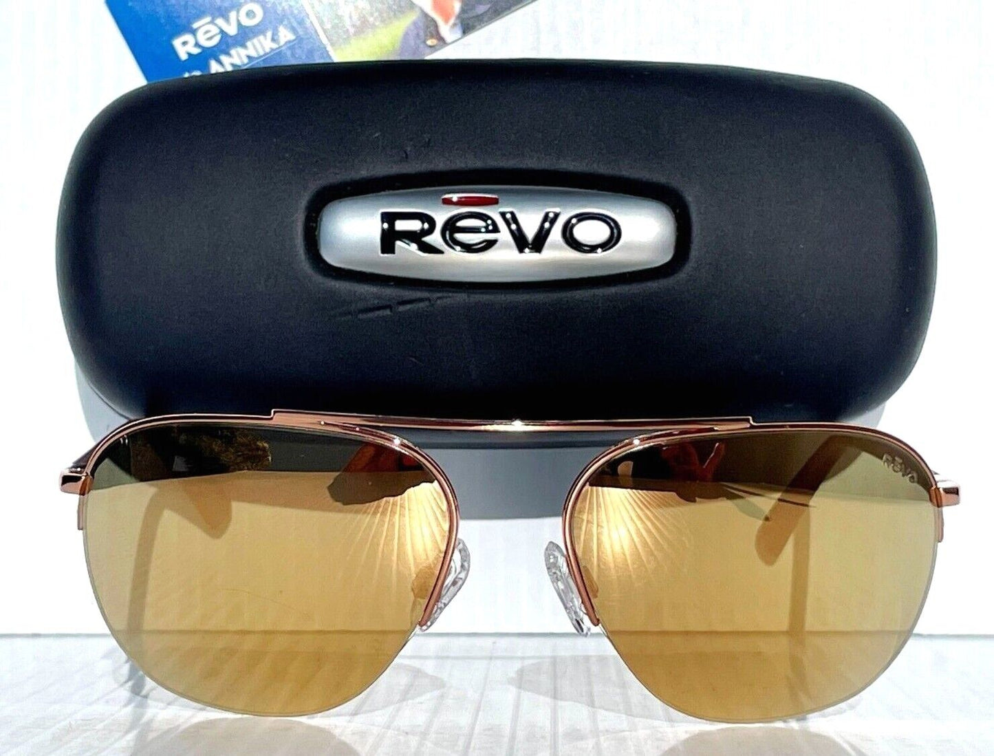 REVO ANNIKA 1 Polished Rose Gold POLARIZED Gold Lens Sunglass RE 1201 14 CH