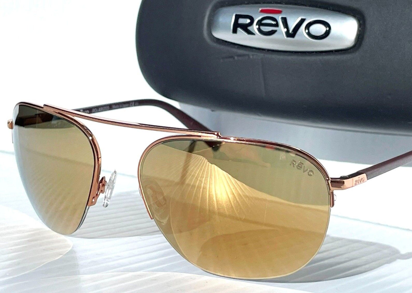 REVO ANNIKA 1 Polished Rose Gold POLARIZED Gold Lens Sunglass RE 1201 14 CH