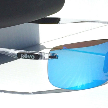 REVO DESCEND N in Clear Frame POLARIZED Blue Lens Sunglass RE 4059 09 BL