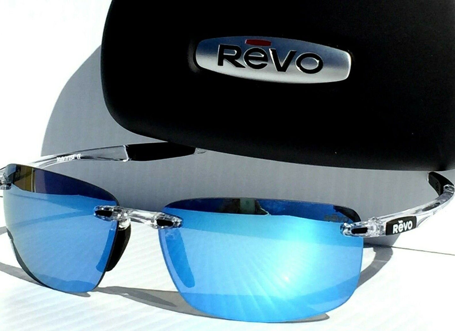 REVO DESCEND N in Clear Frame POLARIZED Blue Lens Sunglass RE 4059 09 BL