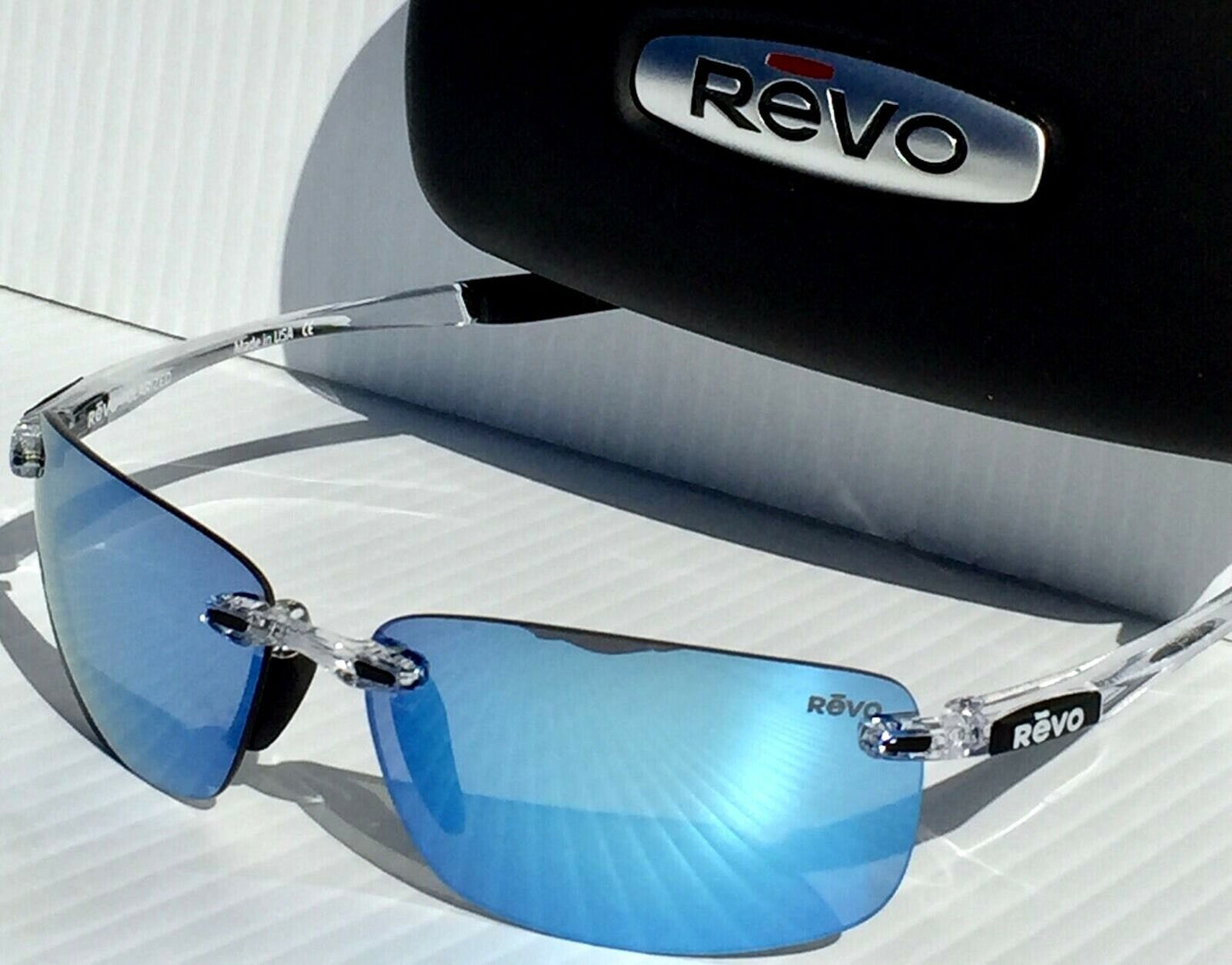 REVO DESCEND N in Clear Frame POLARIZED Blue Lens Sunglass RE 4059 09 BL