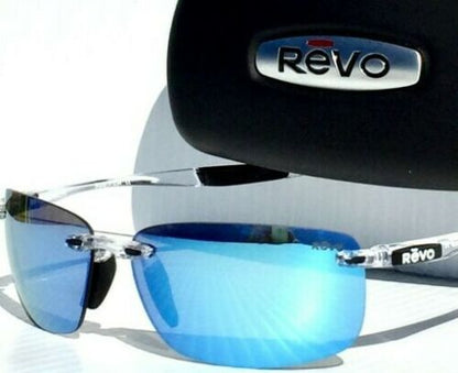 REVO DESCEND N in Clear Frame POLARIZED Blue Lens Sunglass RE 4059 09 BL